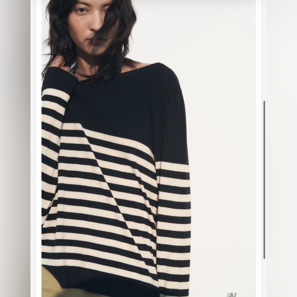 NWT ZARA Striped Knit Sweater Navy - Picture 3 of 4